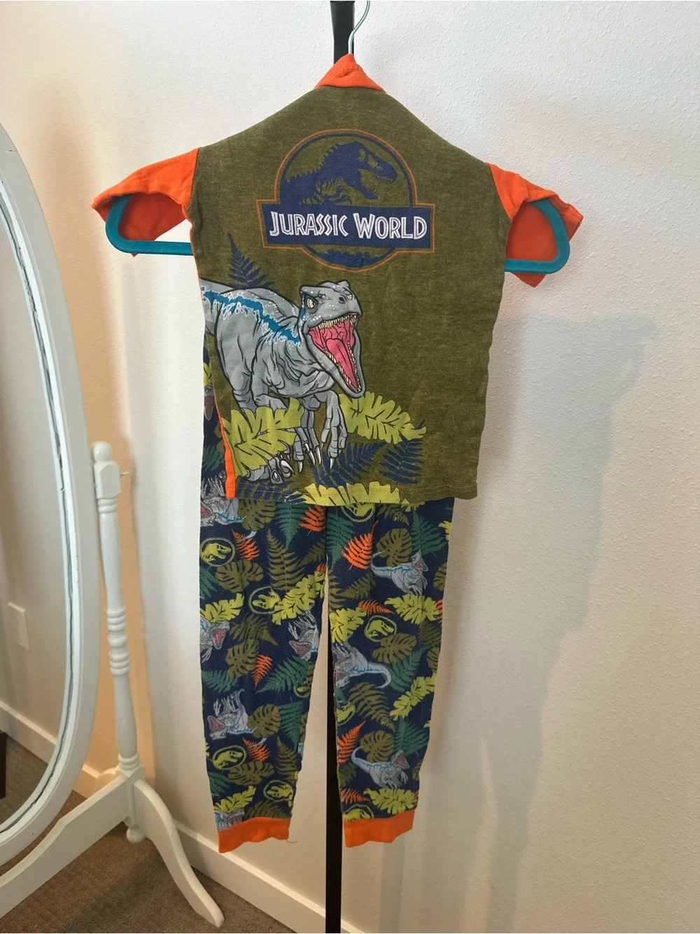 Kids Dinosaur Pajama Set - Olive Green & Navy